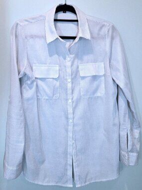 NWOT Express Gray Polka Dot Long Sleeve Blouse Size M